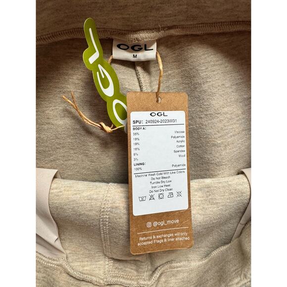 NWT OGL FuzzLuxe Beige High Rise Straight Leg Pull On Pleated Pants Medium - Picture 6 of 6